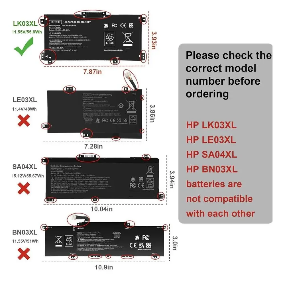 Genuine LK03XL Battery For HP ENVY X360 15-BP 15M-BQ 17M-CE 17-BW L09281-855